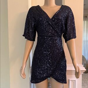 Lulu's Midnight Blue Sequin Mini Dress
